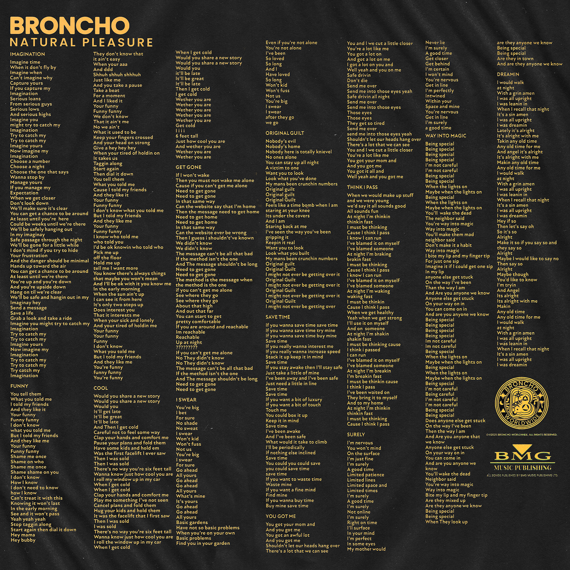 Broncho Natural Pleasure Lyrics
